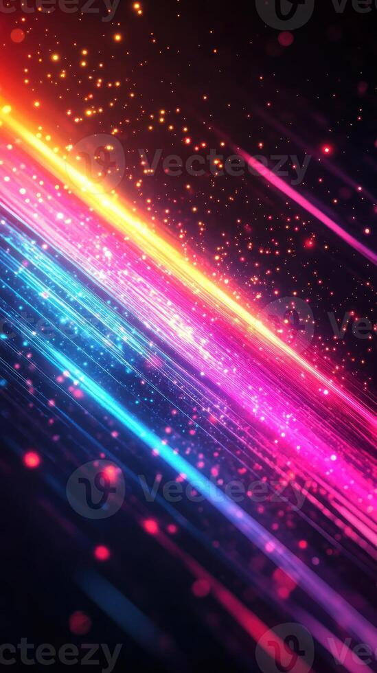 Abstract Diagonal Lines of Neon Light and Sparkle photo