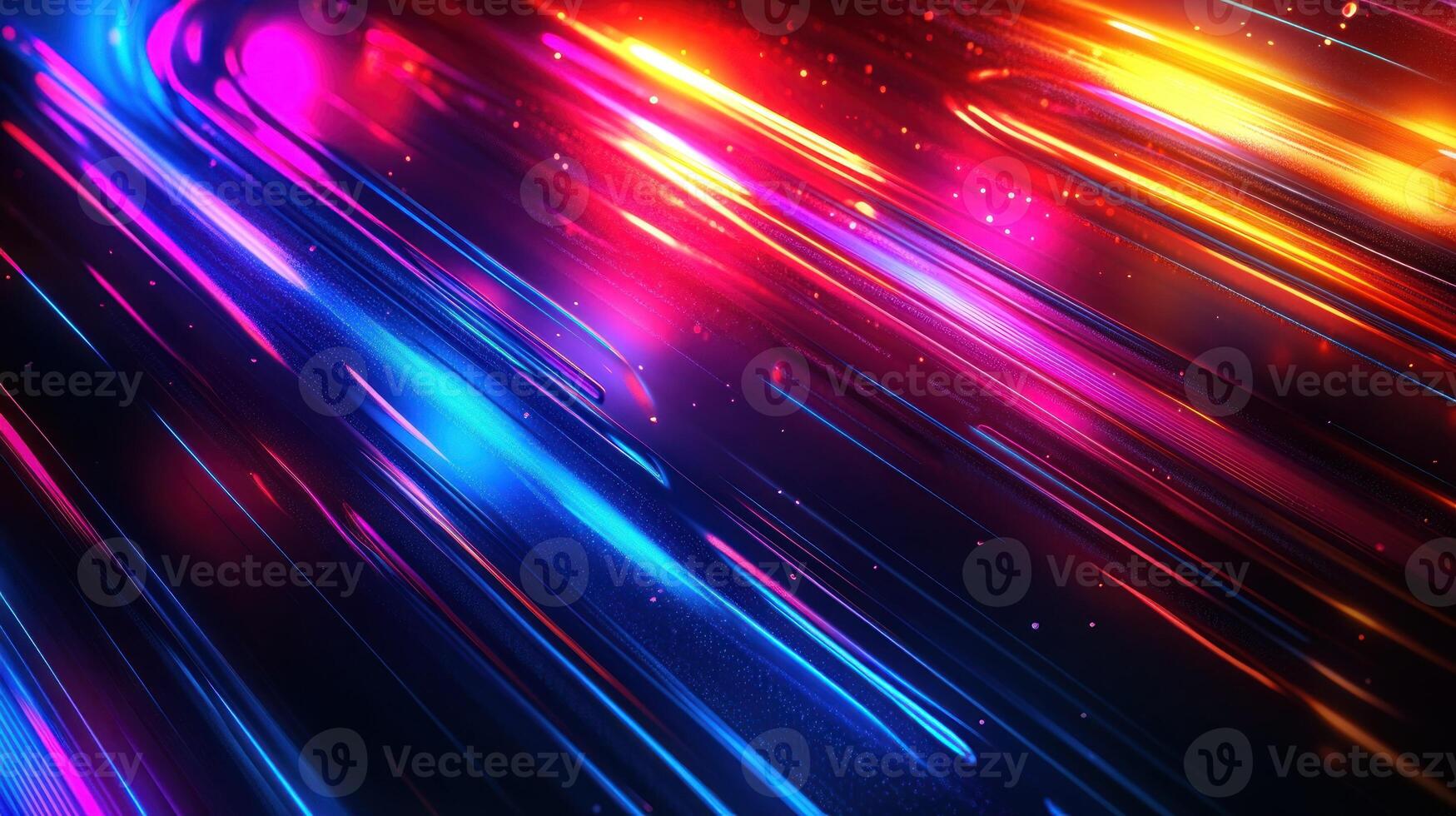 Abstract Background with Diagonal Neon Lines and Glowing Particles photo