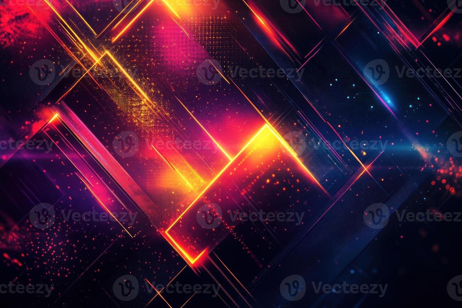 Abstract Digital Art with Glowing Lines and Red and Yellow Lights photo