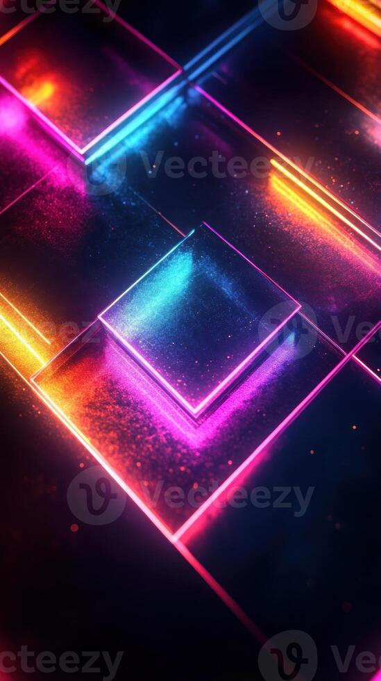Abstract Neon Light Display with Geometric Shapes photo