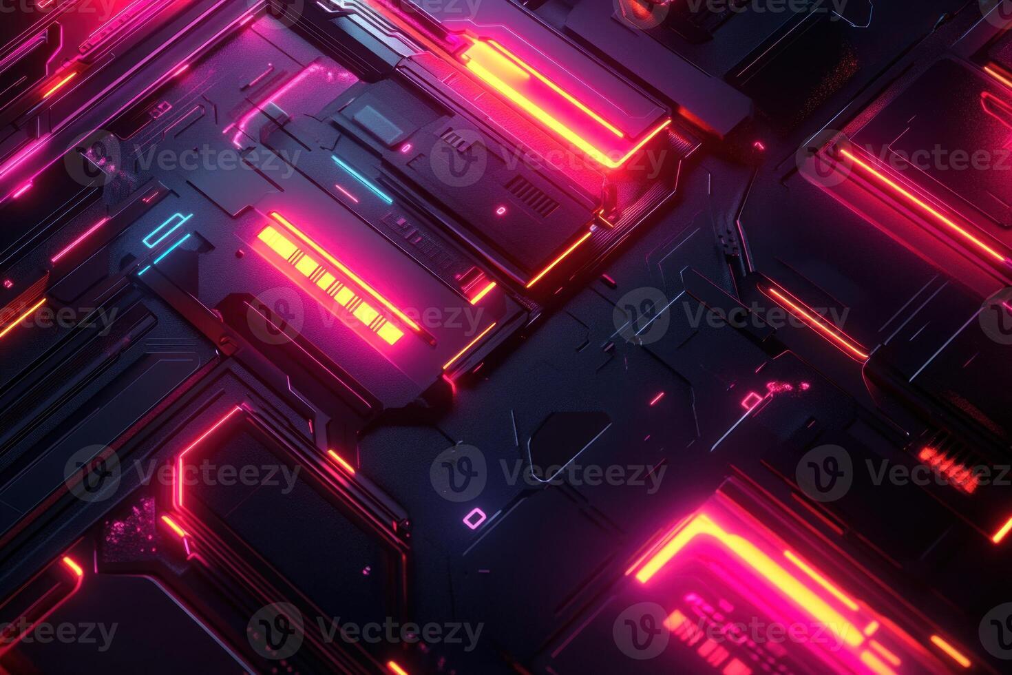 Abstract Futuristic Technology with Neon Lights photo