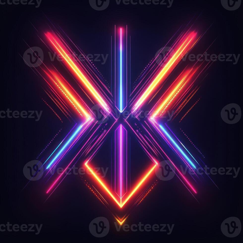 Abstract Neon Light Design with Geometric Shapes photo