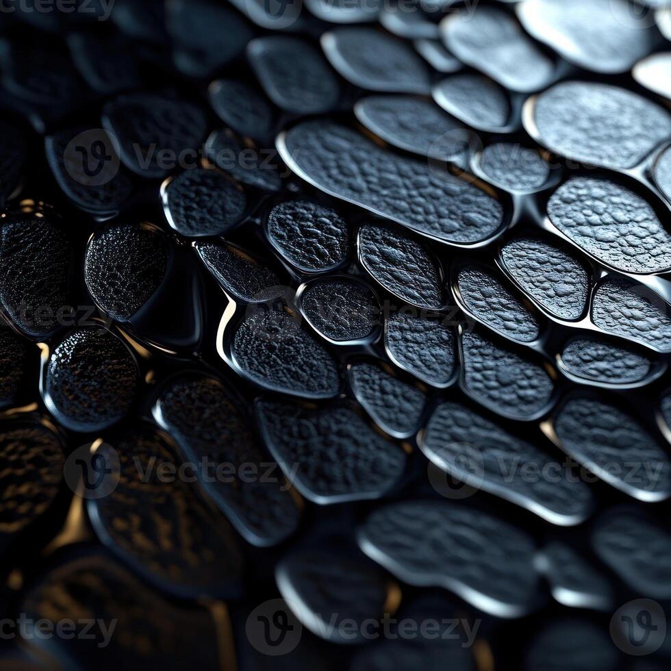 Abstract Black Textured Surface with Shiny Rounded Shapes photo