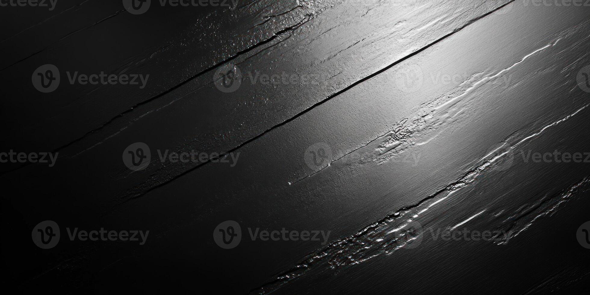 Black Wooden Surface with Diagonal Lines and Light Reflection photo