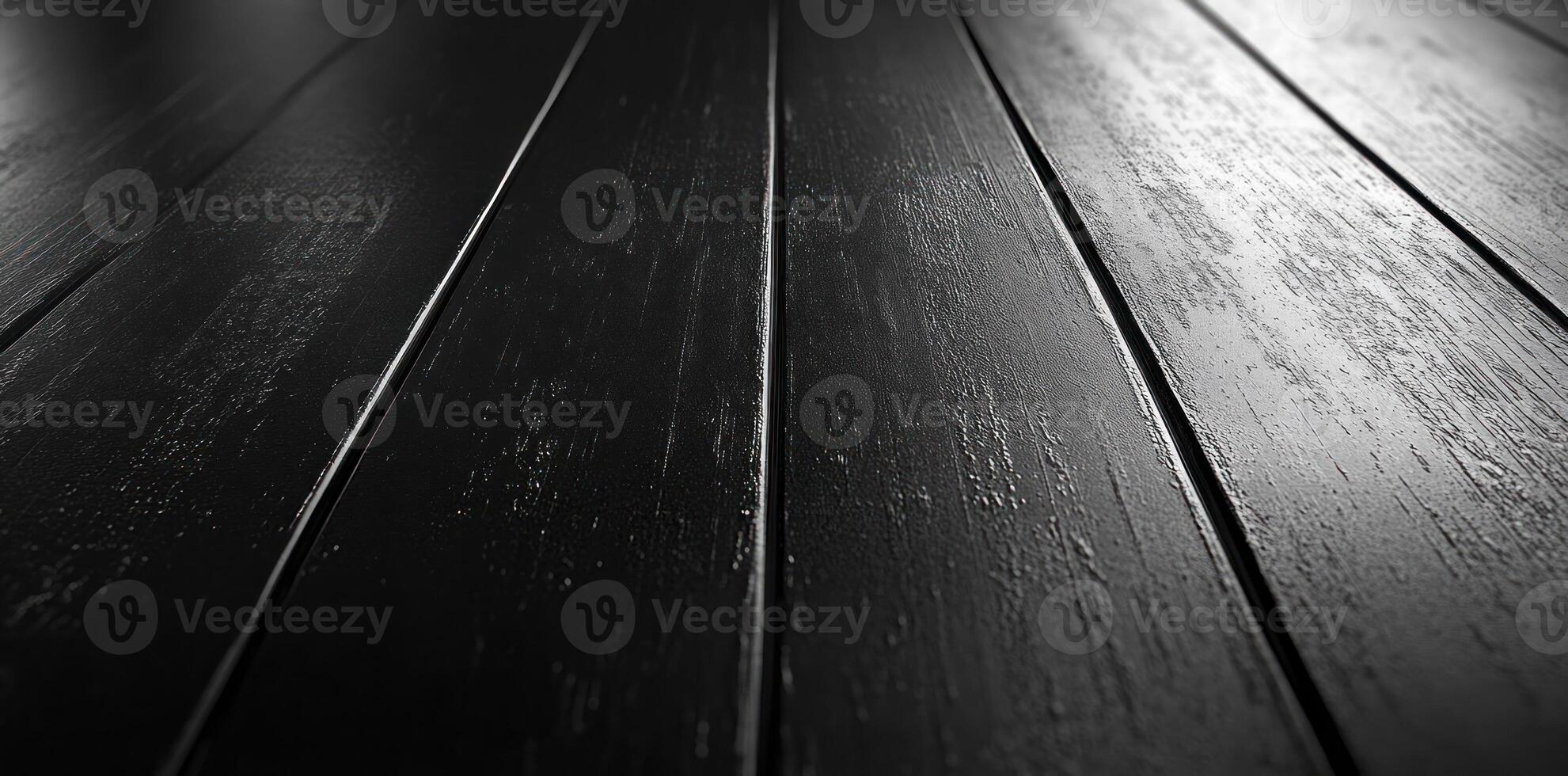 Black Wooden Floor with a Perspective View photo