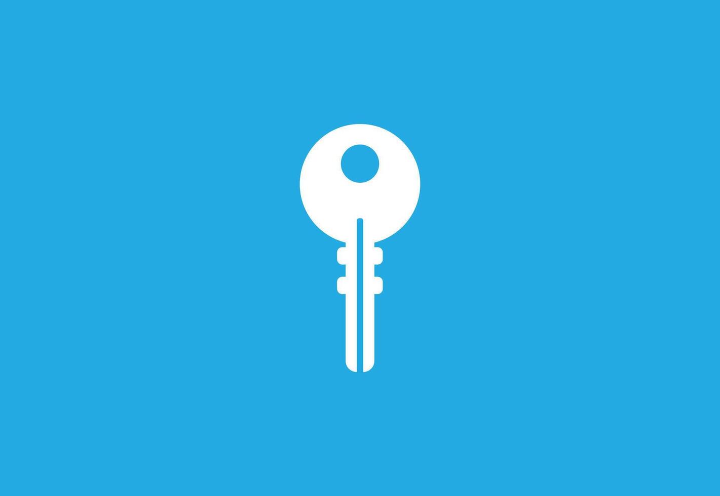 Sleek White Key Icon on Blue - Secure Access Symbol vector