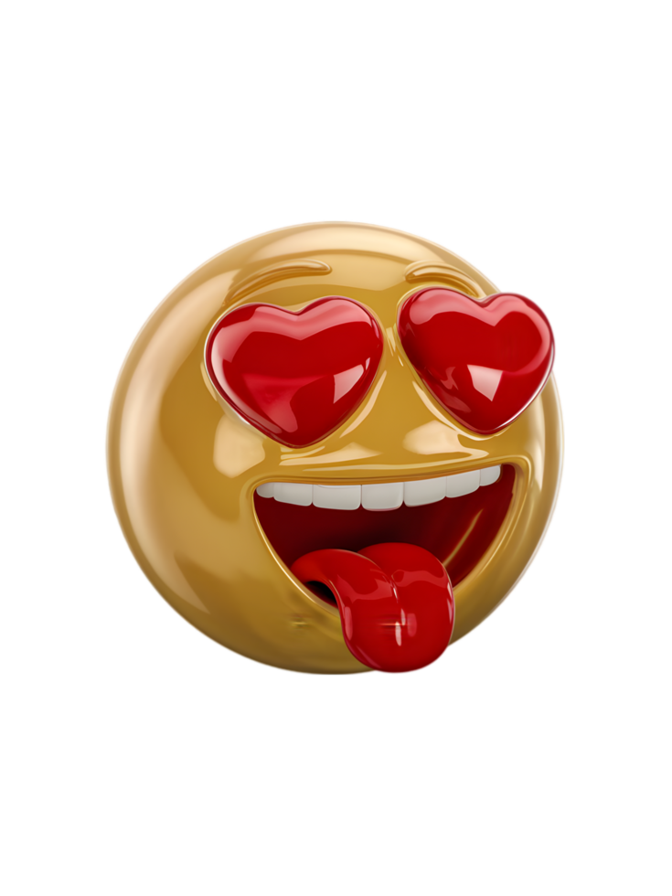 3D rendered emoji with a glossy round and yellow design on transparent background png