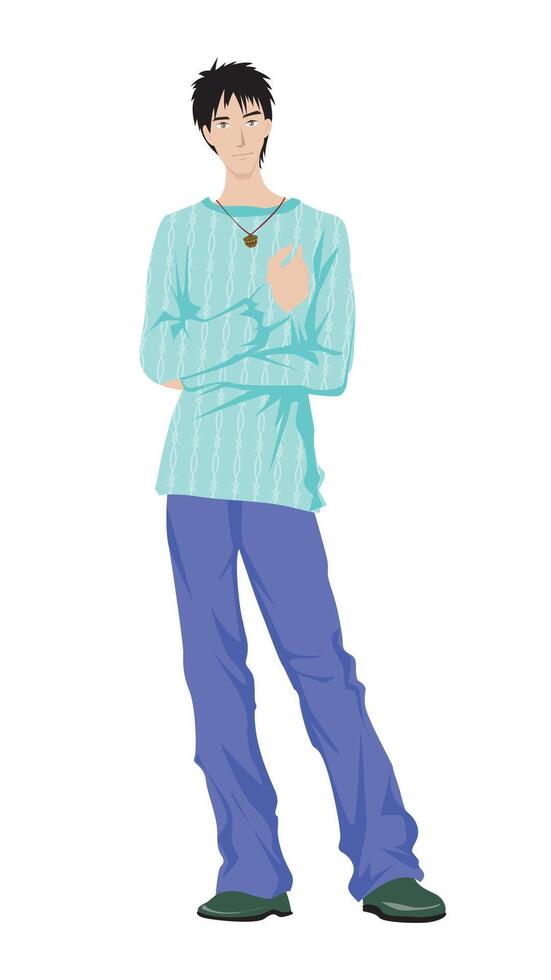 Fashion figure illustration, A men is standing with a different poses. vector