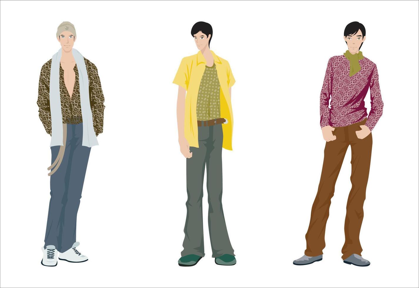 Fashion figure illustration with three gentleman. vector