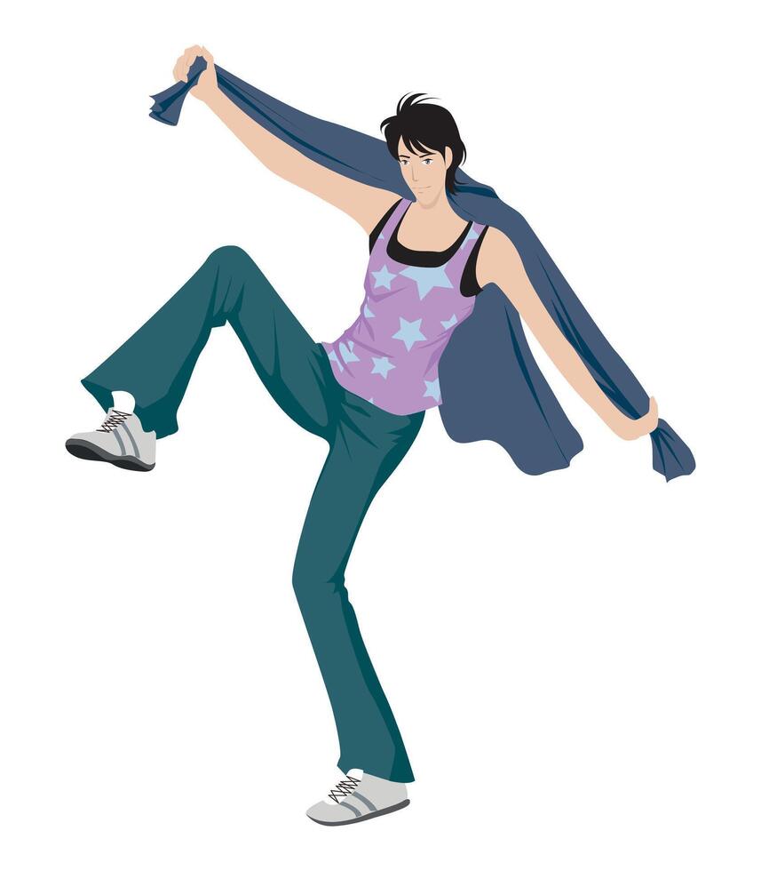 Fashion figure illustration, He is standing with a different poses. vector
