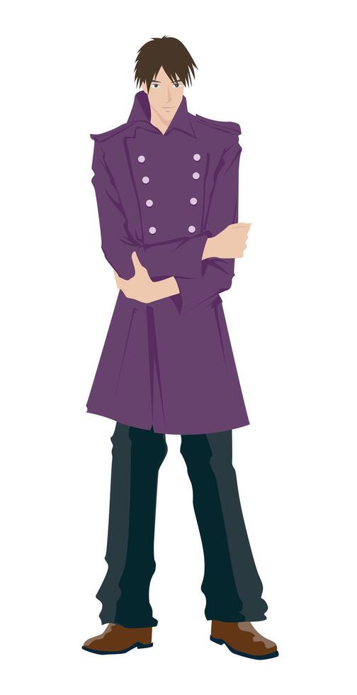 Fashion figure illustration, A smart young men is standing with a different poses and he has wearer a beautiful long jacket and trousers. vector