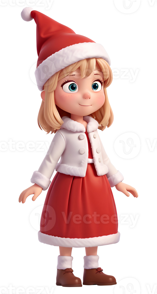 Cartoon character of christmas child isolated on background png