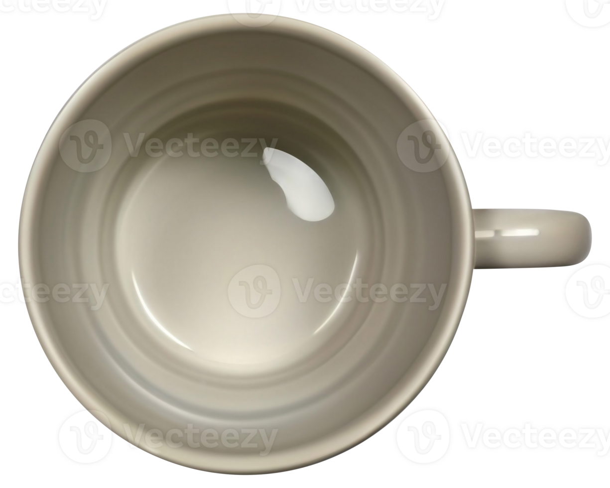 Top view of empty coffee cup. Mug isolated on background png