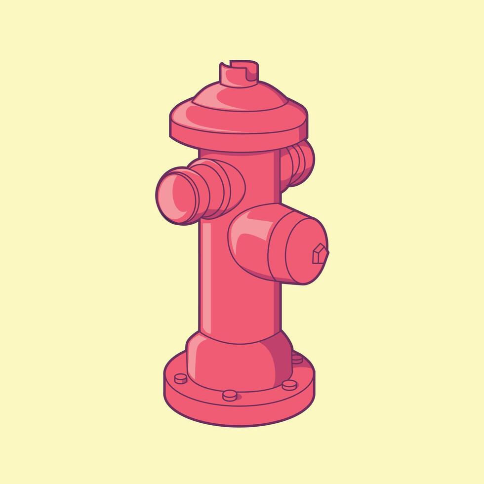 a red fire hydrant with a red cap. illustration vector
