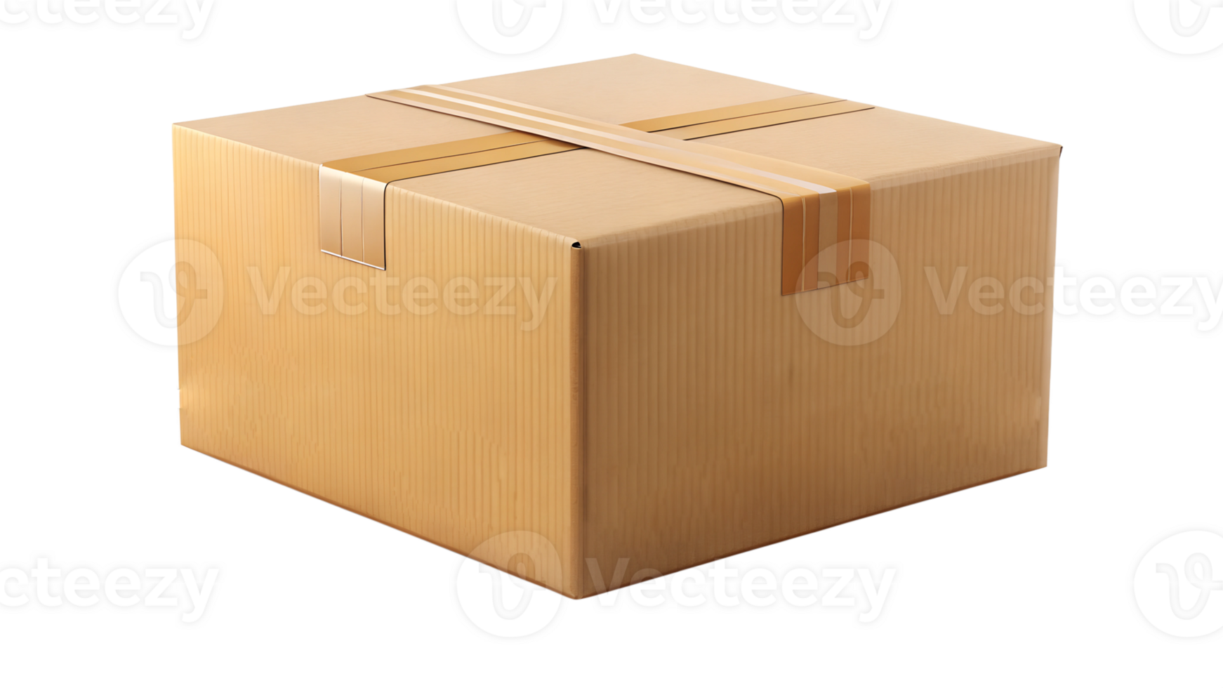 Cardboard box with tape, ideal for packaging and shipping designs, isolated, transparent file png
