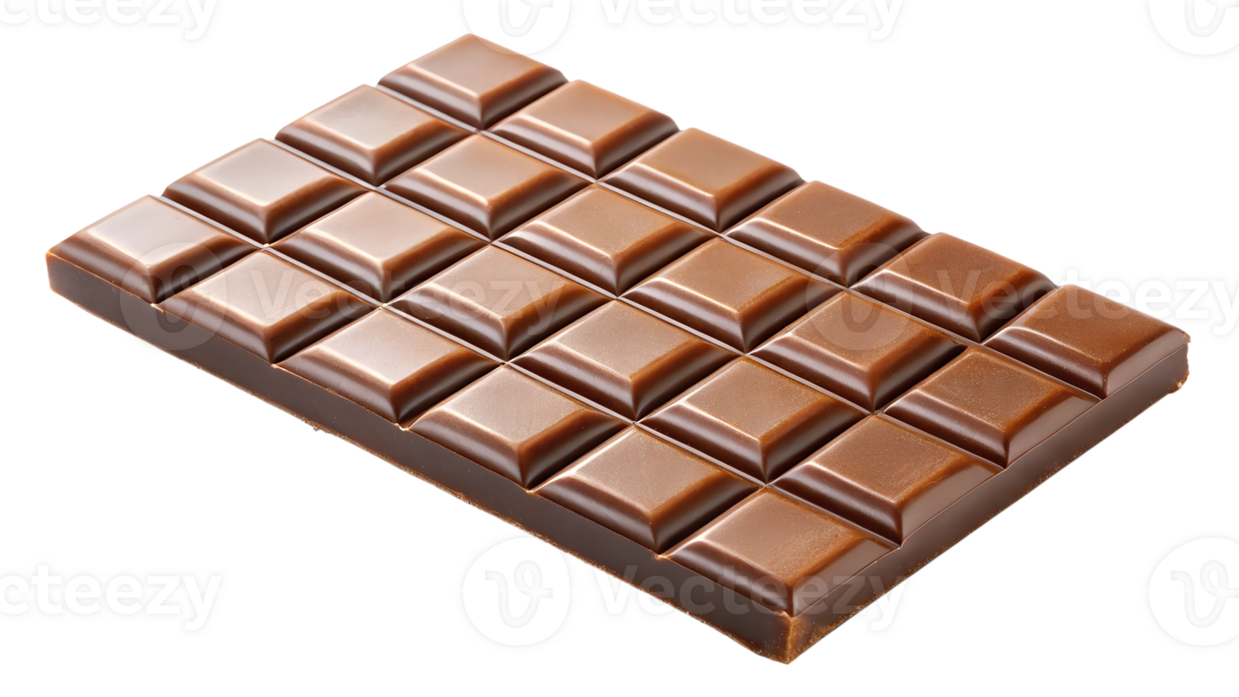 Dark chocolate bar with rectangular pieces, gourmet snack, isolated, transparent file png
