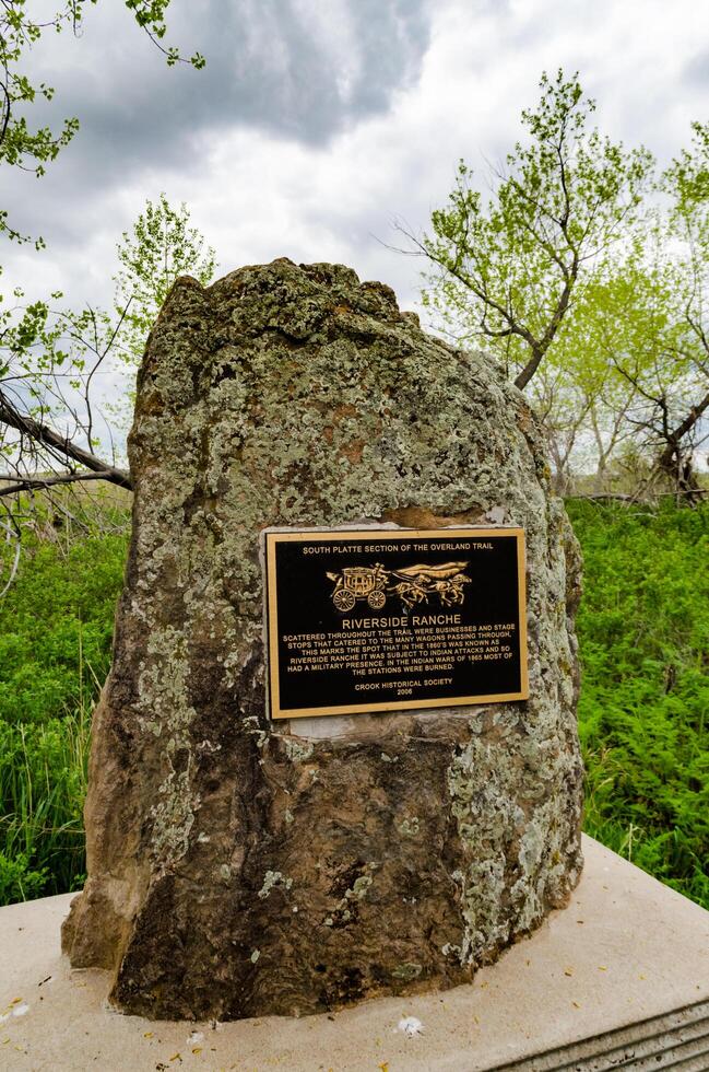 USA, UTAH - MAY 03, 2018 - information sign -South platte section of the overland trail- in Colorado, USA photo