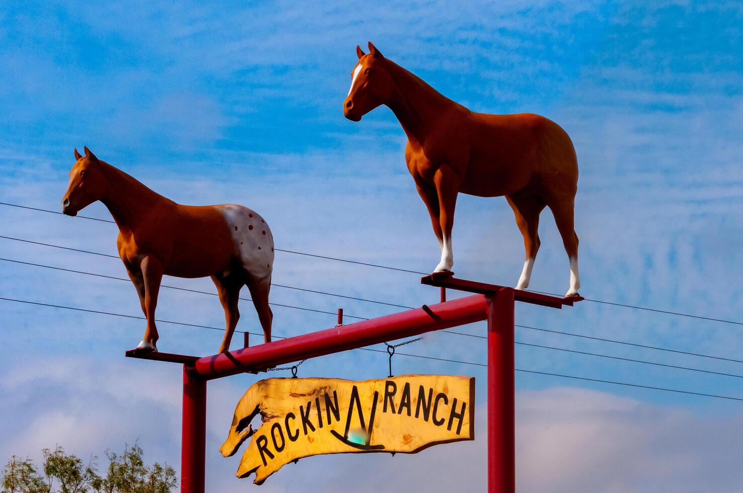 USA, TEXAS - NOVEMBER 25, 2011 Horses above the gate at the entrance to a ranch in Texas, USA photo