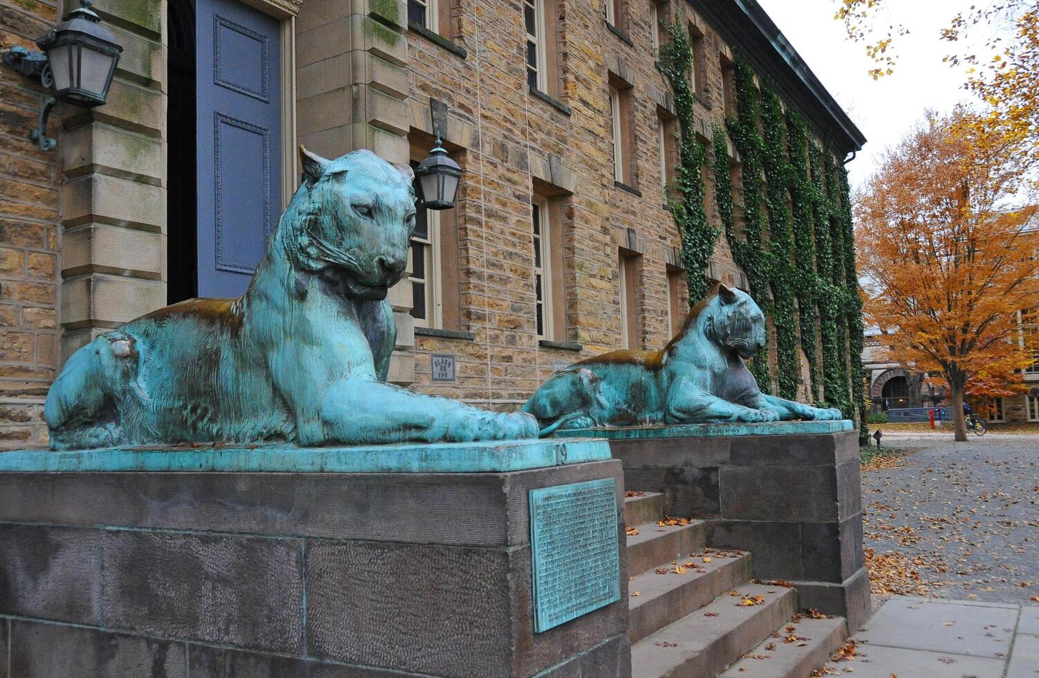 PRINCETON, NJ -15 NOVEMBER 2011 The bronze tiger at the front of Nassau Hall on Princeton University photo