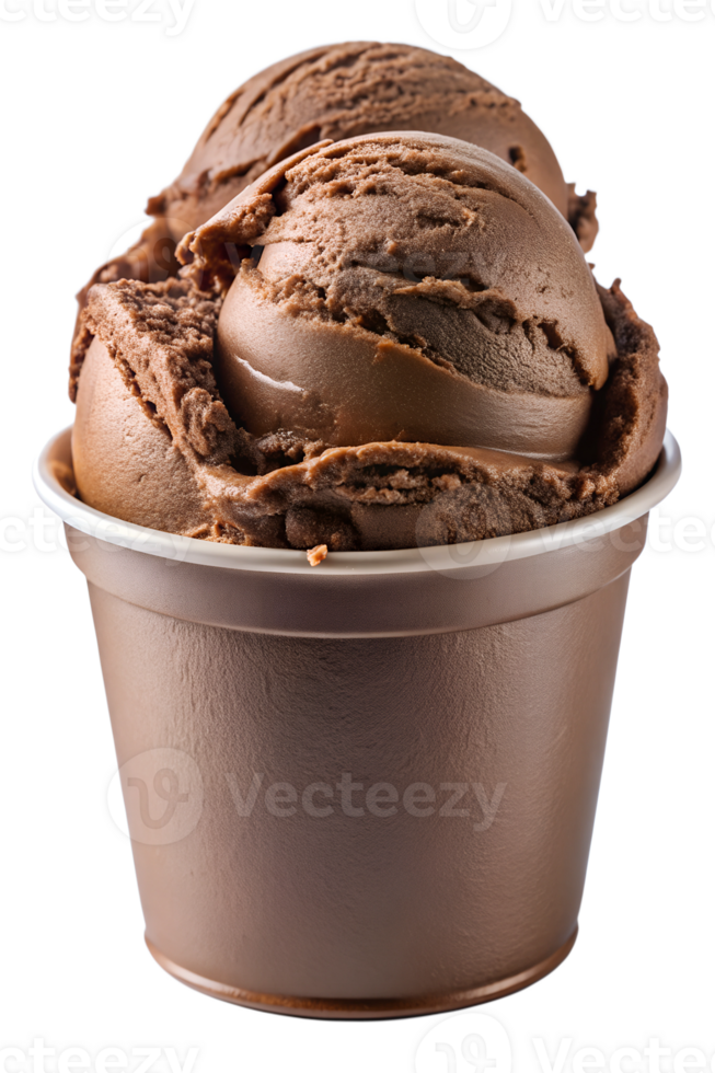 Chocolate ice cream in a brown paper cup isolated transparent file png