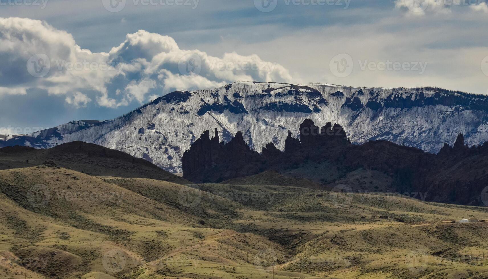 Mountain landscape, snow in the mountains in spring in Montana photo