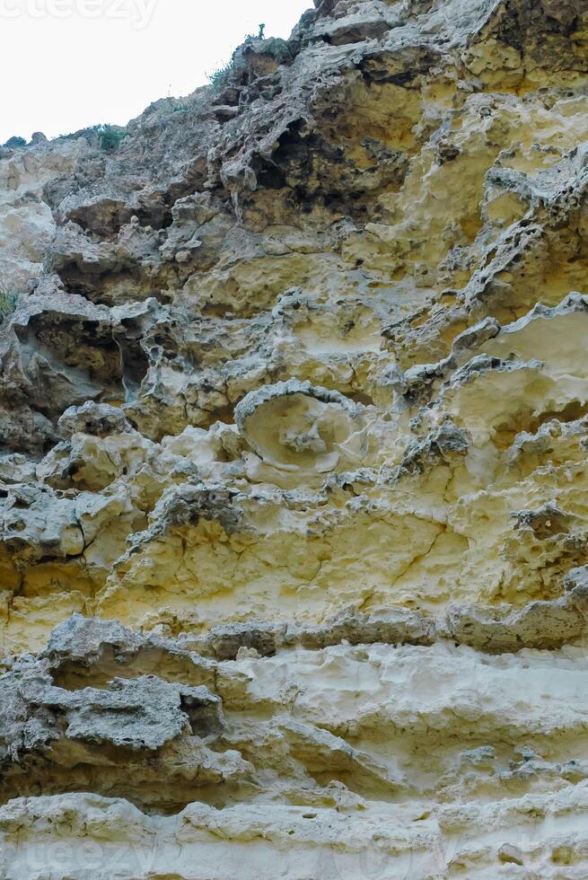 Weathering of the shell rocks of Dzhangul of the landslide coast in the western Crimea, Tarkhankut photo