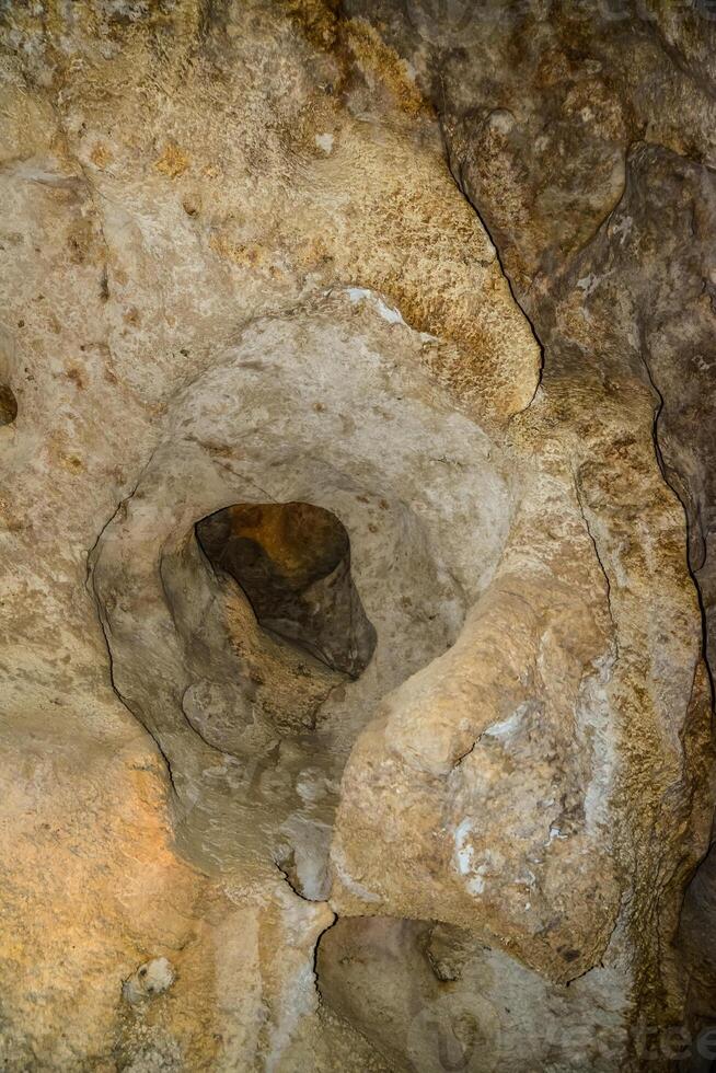 Calcite inlets, stalactites and stalagmites in large underground halls in Carlsbad Caverns National Park, New Mexico. USA photo