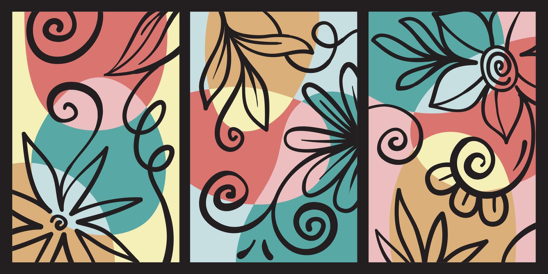 Abstract art nature background . Modern shape line art wallpaper. Boho foliage botanical tropical leaves and floral pattern design for home deco, wall art, social media post and story background vector