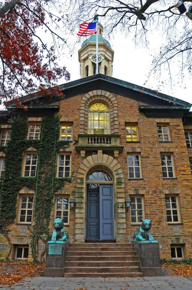 PRINCETON, NJ -15 NOVEMBER 2011 The bronze tiger at the front of Nassau Hall on Princeton University photo
