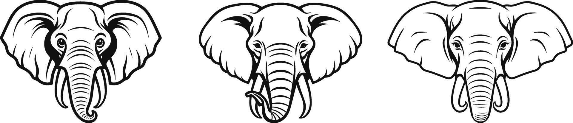 elephant head silhouette illustration, line art vector