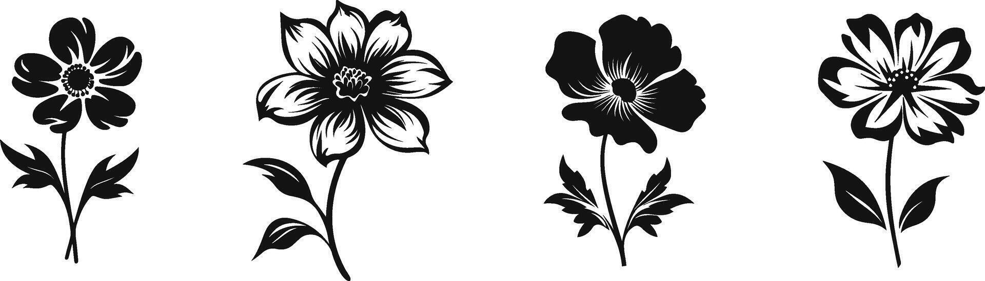 Silhouette of spring flowers vector