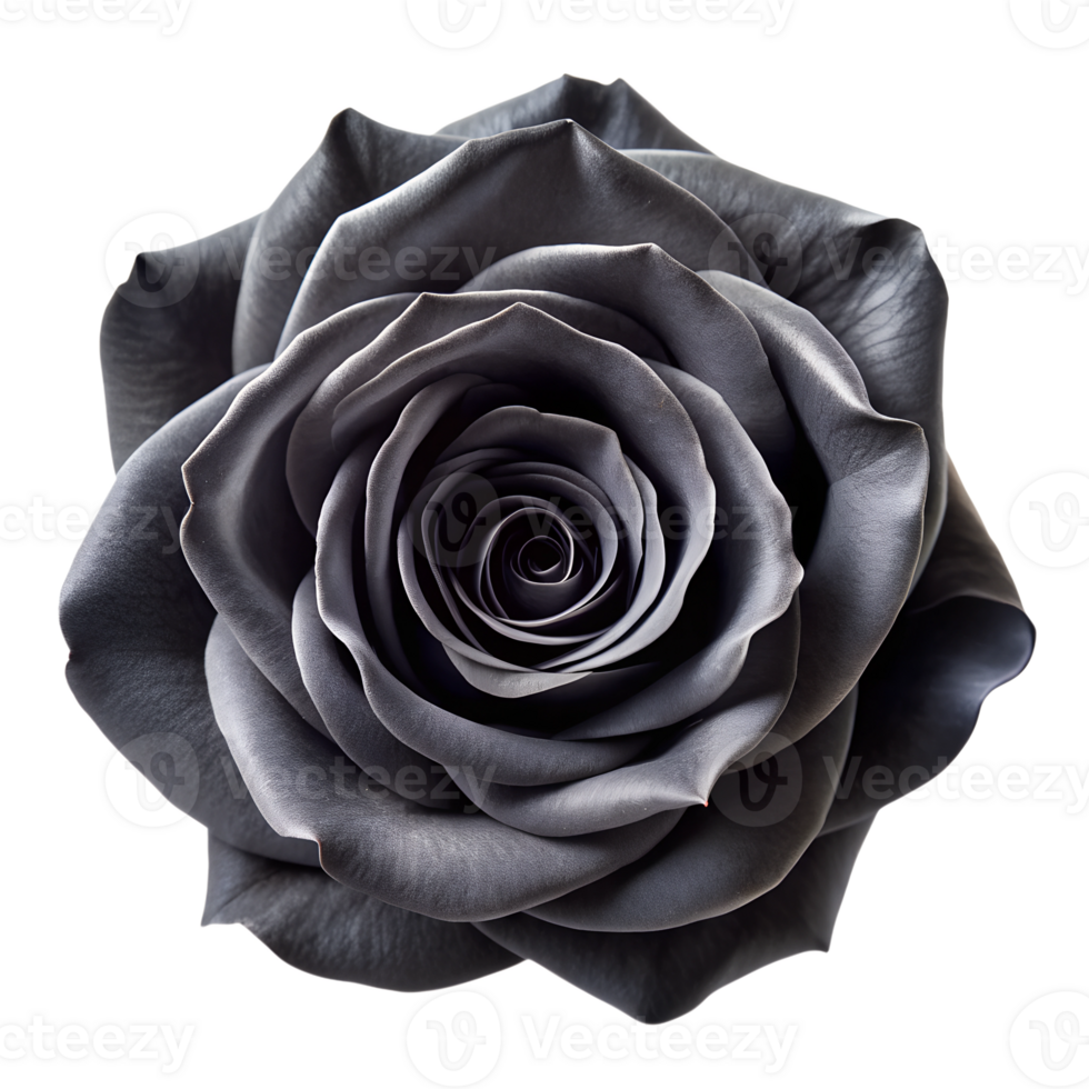 Dark black rose in full bloom transparent file png