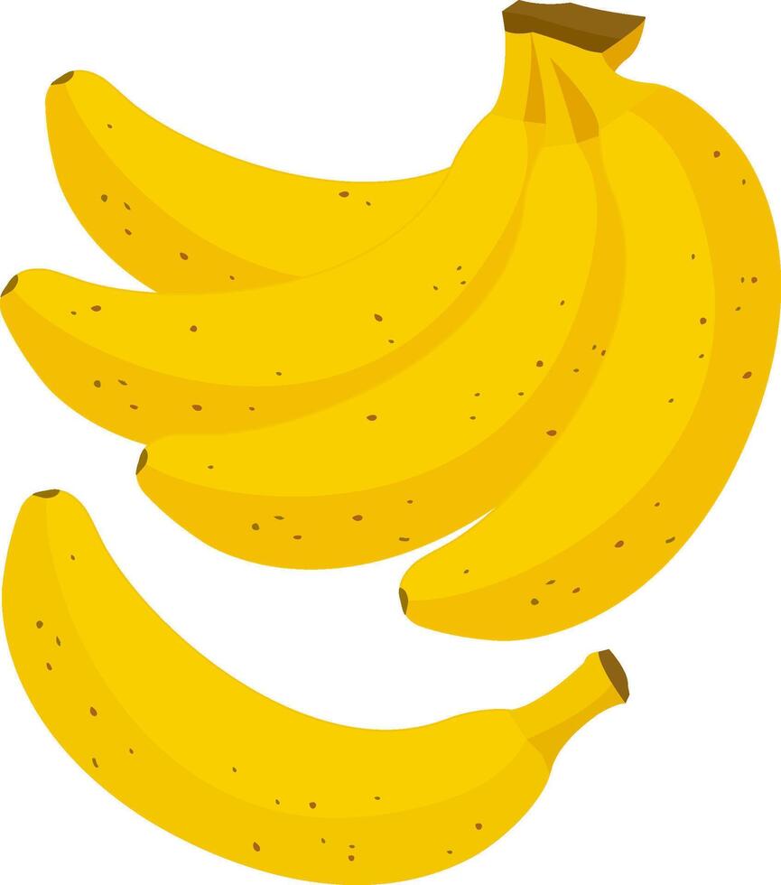 A bunch of yellow ripe bananas on white background. Ripe banana fruit. Perfect for food designs, healthy eating campaigns, and tropical themes. vector