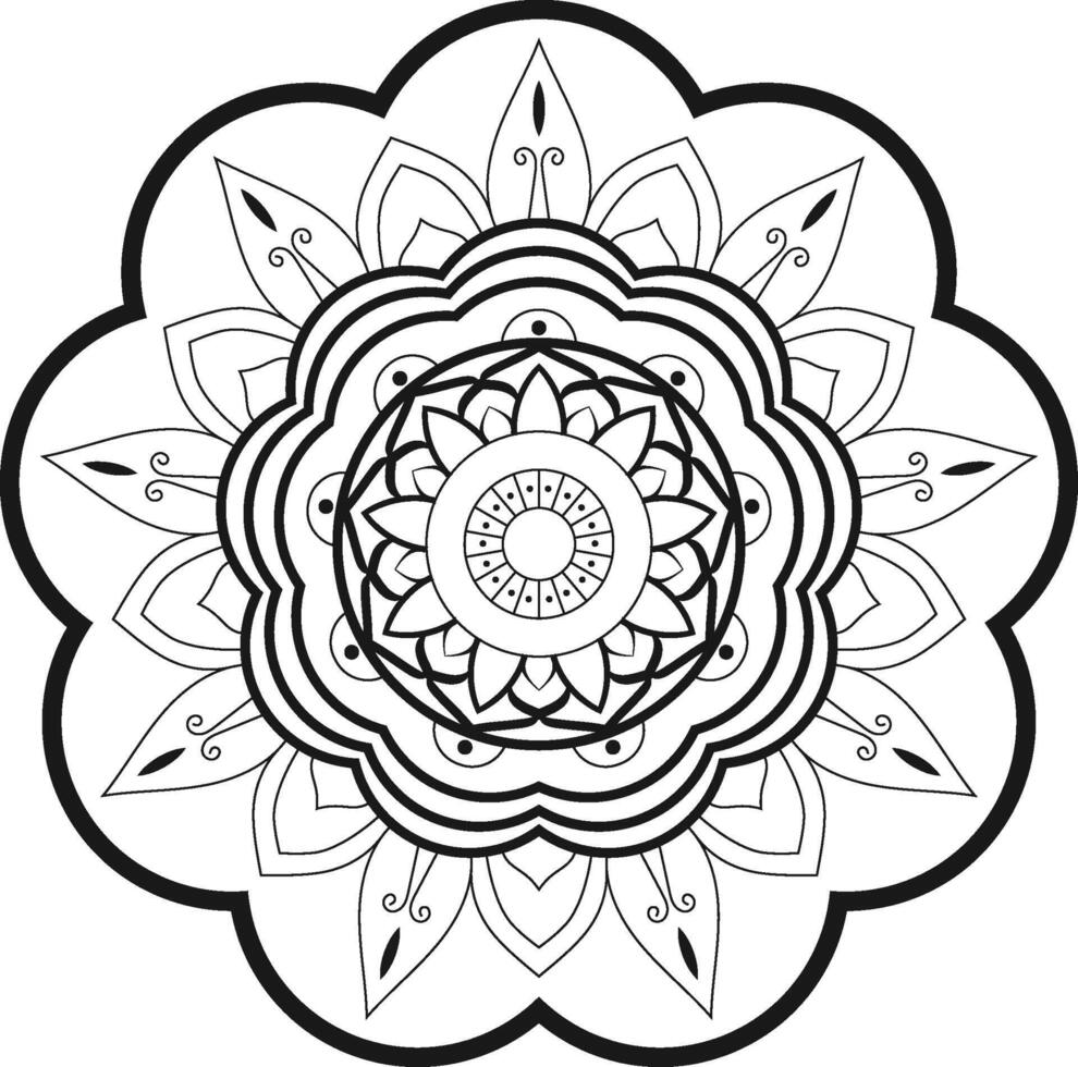 Decorative mandala on white background Circular Flower Mandala on White Free Mandala pattern art background Black and White vector