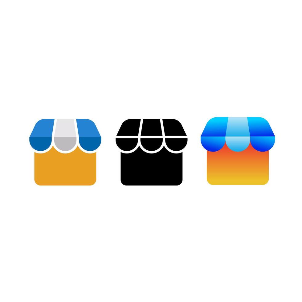 Shop store icon symbol, online shopping marketplace icons set. vector