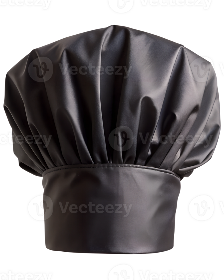 Classic black chef hat for kitchen use, high-quality transparent file png