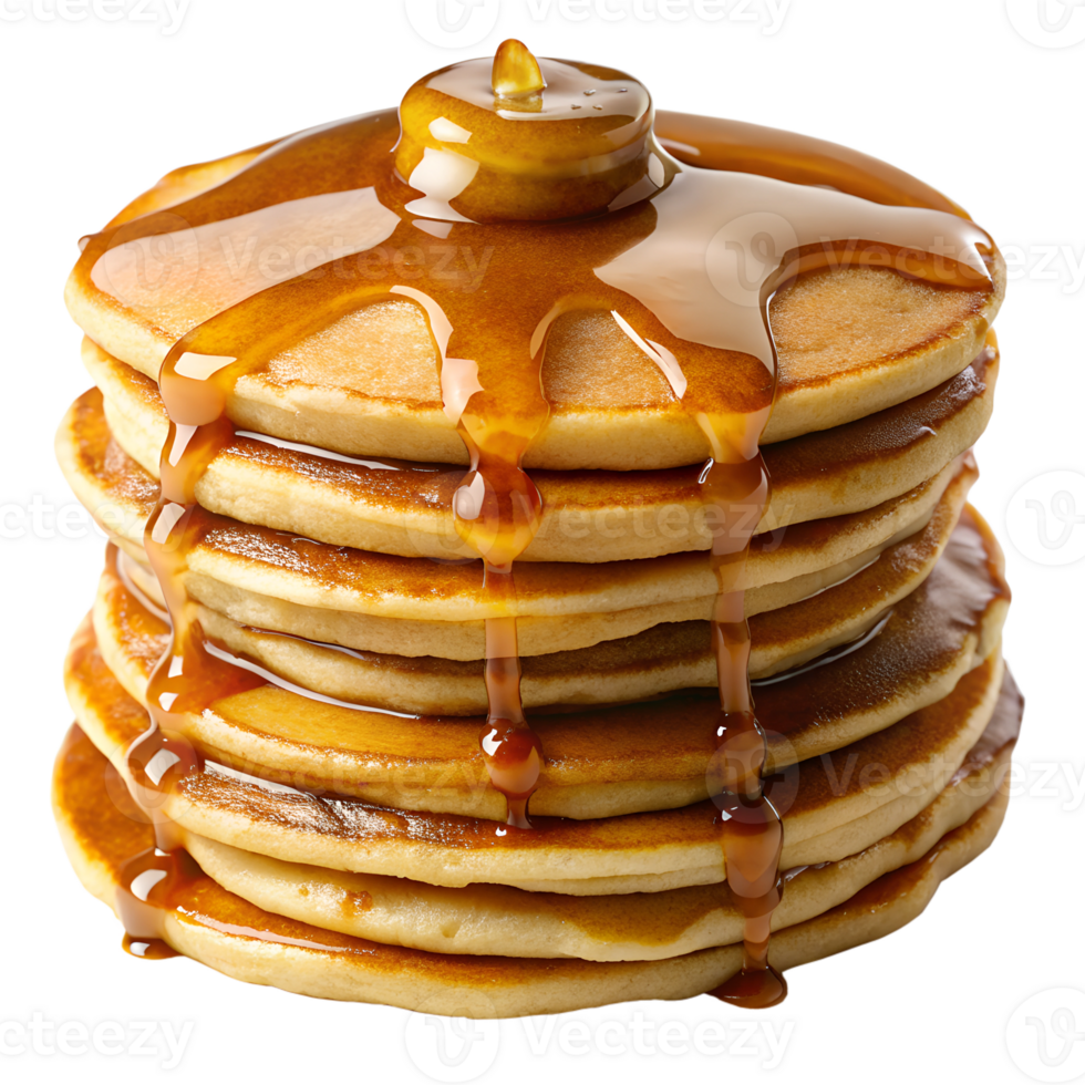 Pancake stack with melting butter and syrup transparent file png
