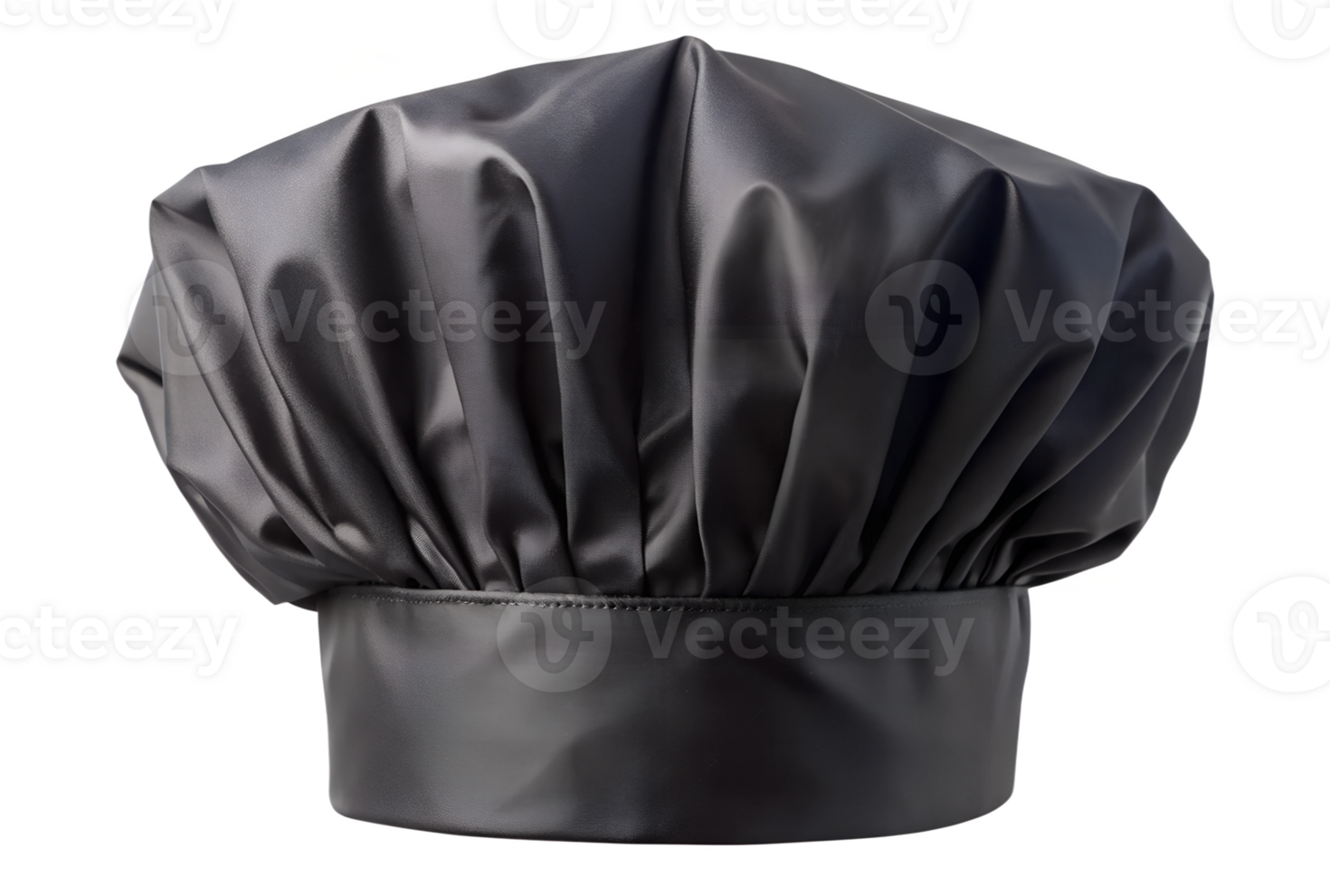 Elegant black chef hat for restaurant uniforms, transparent file png