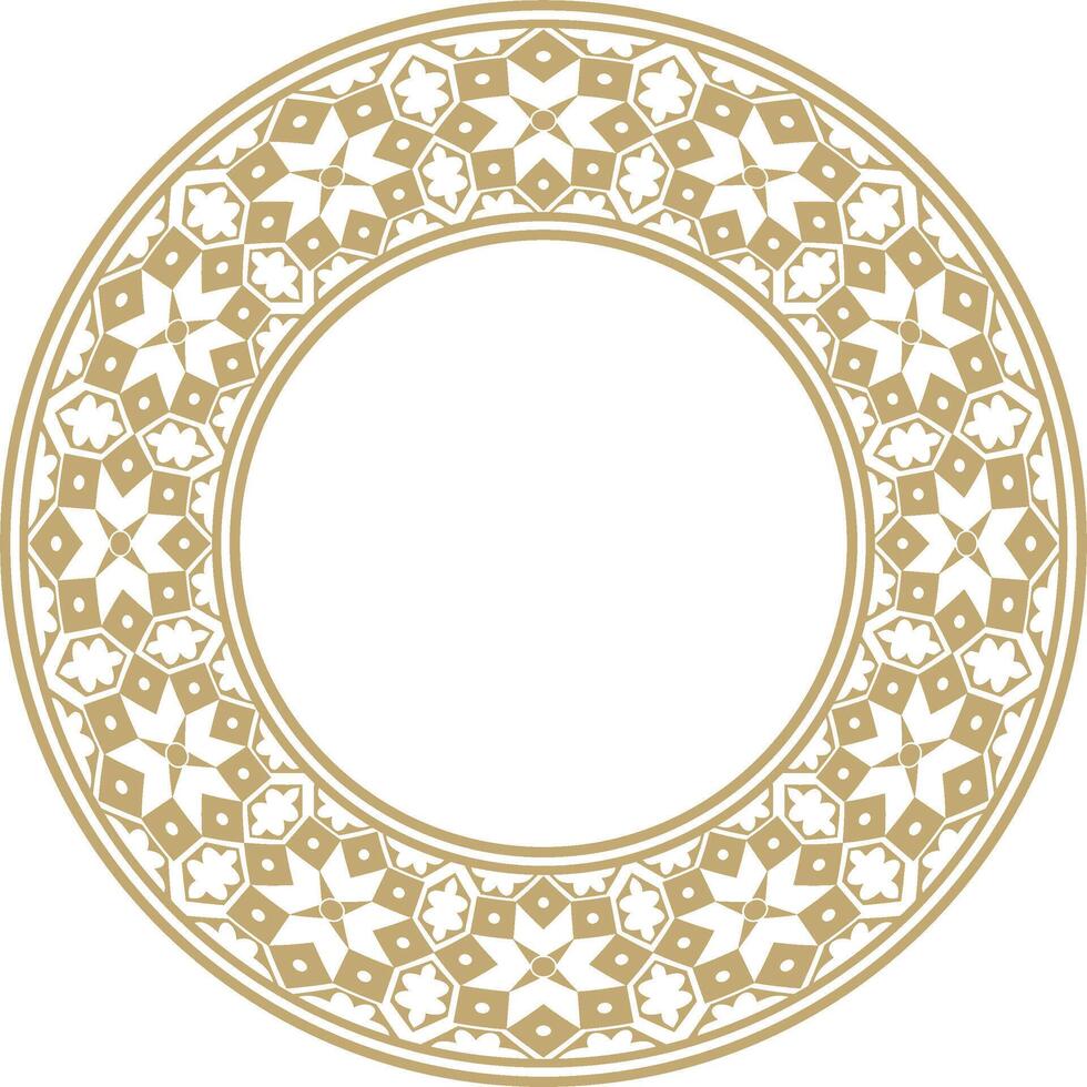 round national golden ornament of ancient Persia. Iranian ethnic circle, ring, border, frame. vector