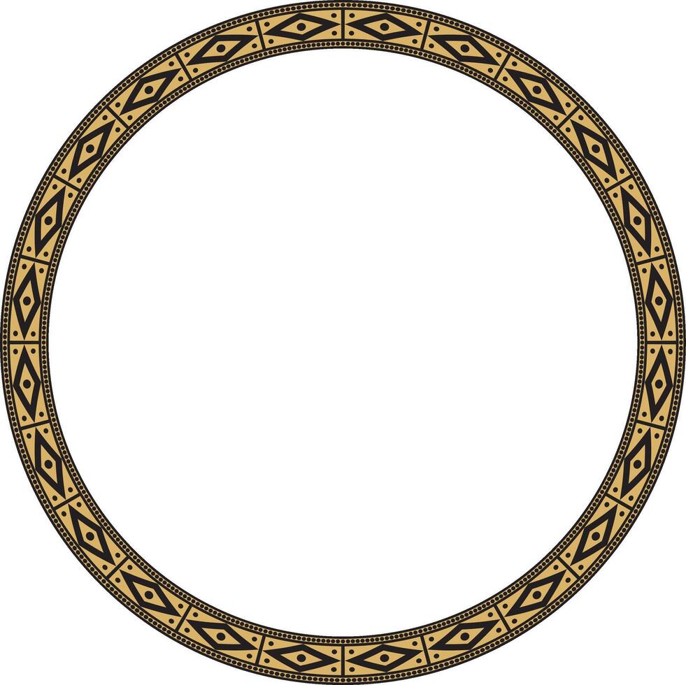 round golden border ornament. Native American tribes framework, circle. vector