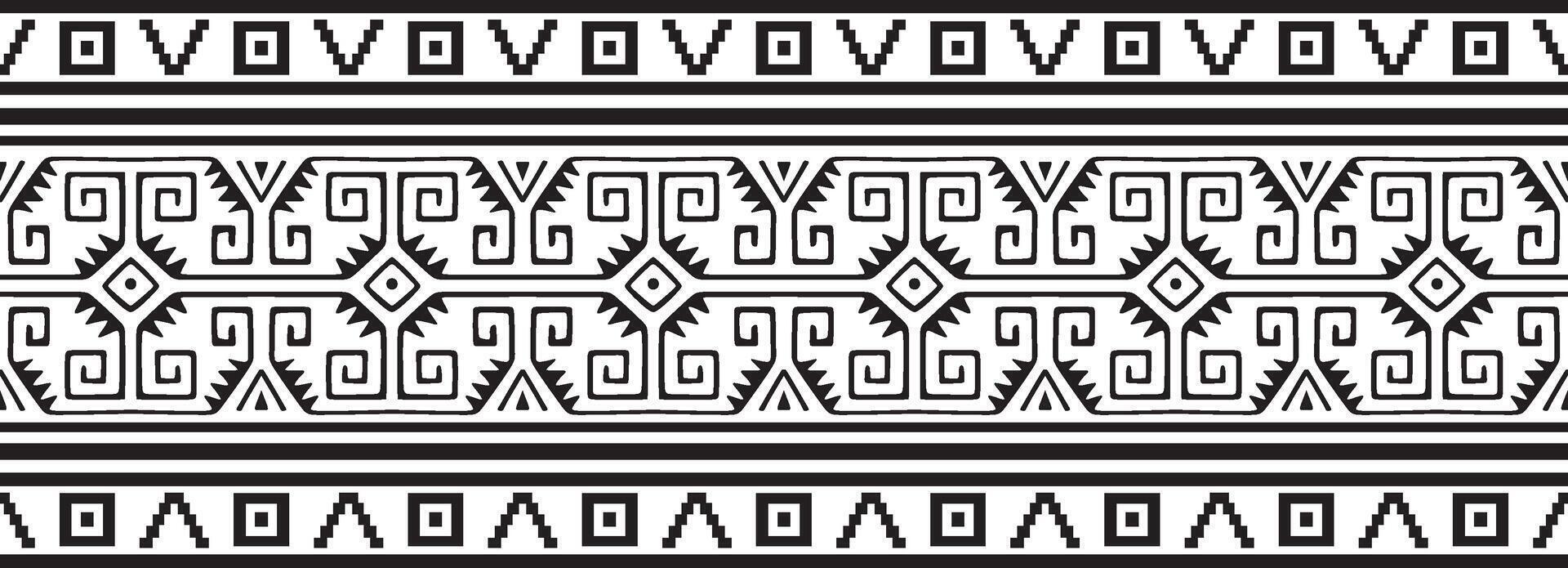 monochrome seamless ornament of Native Americans, Aztecs. Endless border of the tribes of South and Central America. vector