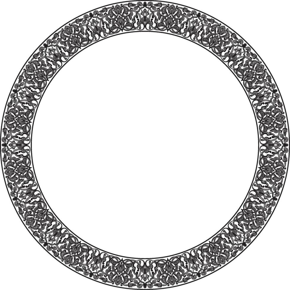 monochrome round oriental ornament. Arabic patterned circle of Iran, Iraq, Turkey, Syria. Persian frame, border. For sandblasting, laser and plotter cutting. vector