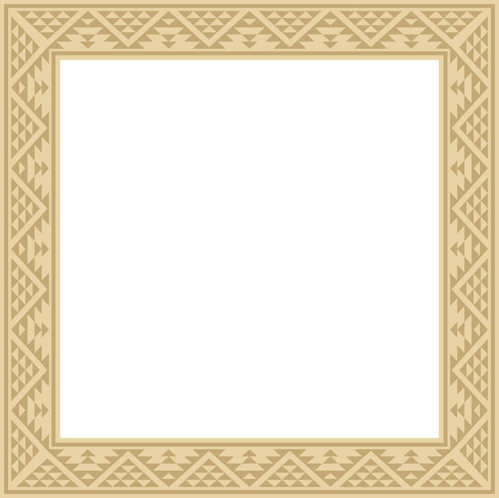 golden square national Indian patterns. National ethnic ornaments, borders, frames. colored decorations of the peoples of South America, Maya, Inca, Aztecs. vector