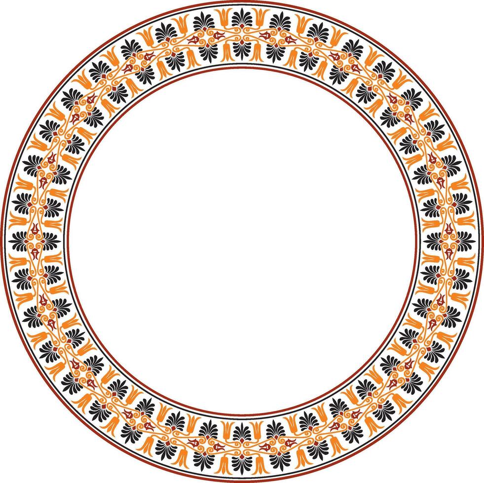 colored round ornament ring of ancient Greece. Classic pattern frame border Roman Empire. vector