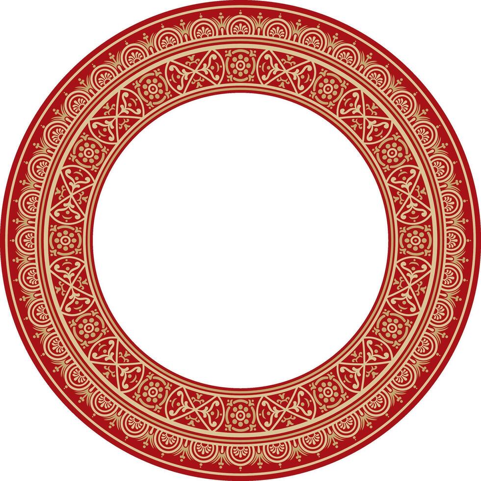 round gold with red border, frame, Pompeii ring. Circle Neopolitan