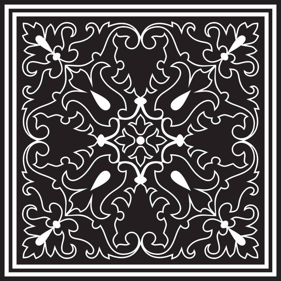 square monochrome black ornament of ancient Rome. Roman classical European pattern, tile. vector