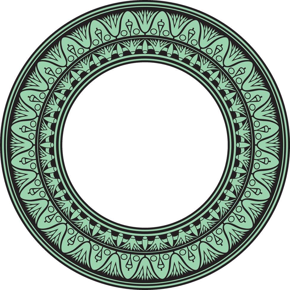 ancient green and black Egyptian round ornament. Endless national ethnic border, frame, ring. vector