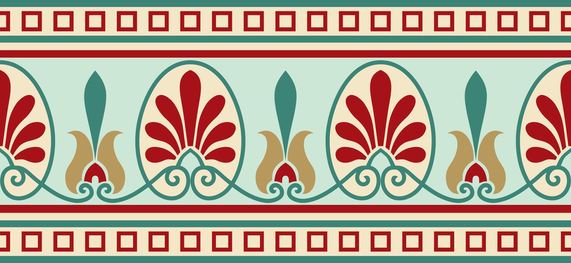 colored seamless classical Greek ornament. Endless European pattern. Border, frame Ancient Greece, Roman Empire. vector