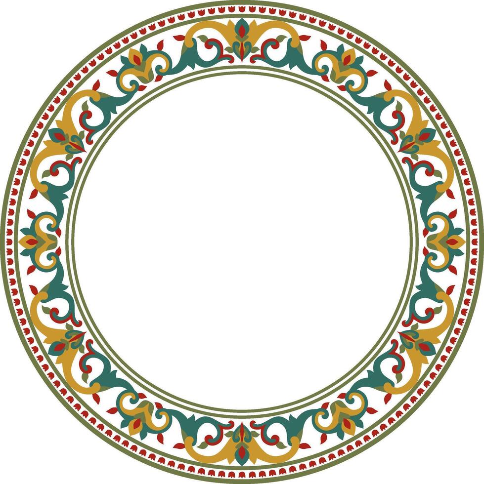 colored round Turkish ornament. Endless Ottoman national border, frame, ring. vector