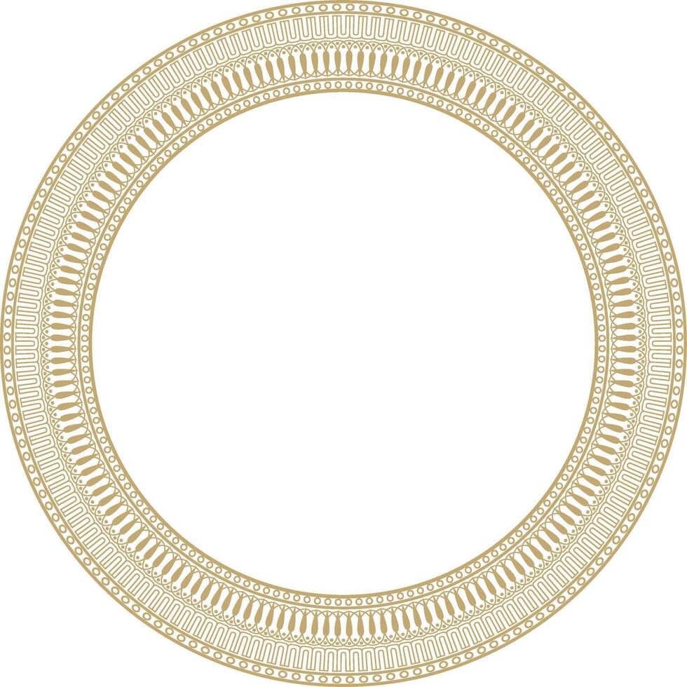 gold round classic Greek meander ornament. Pattern, circle of Ancient Greece. Border, frame, ring of the Roman Empire. vector